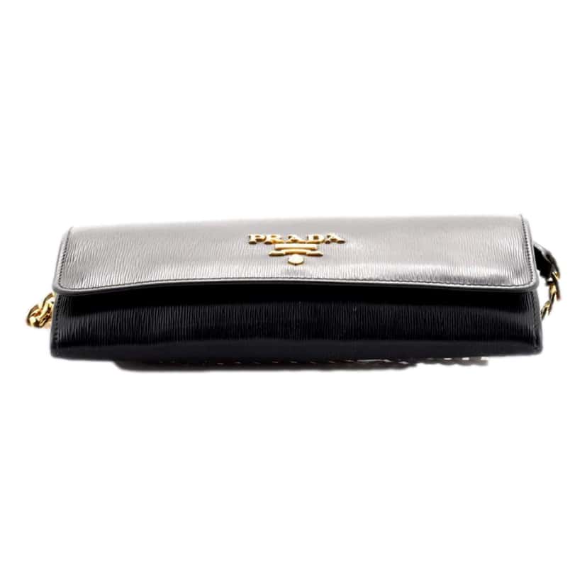 Prada Prada Black Vitello Move Leather Chain Crossbody Wallet Clutch Black Leather Never worn - Inside View