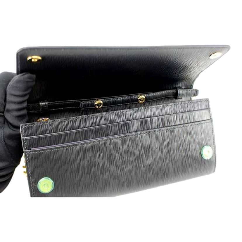 Prada Prada Black Vitello Move Leather Chain Crossbody Wallet Clutch Black Leather Never worn - Box View