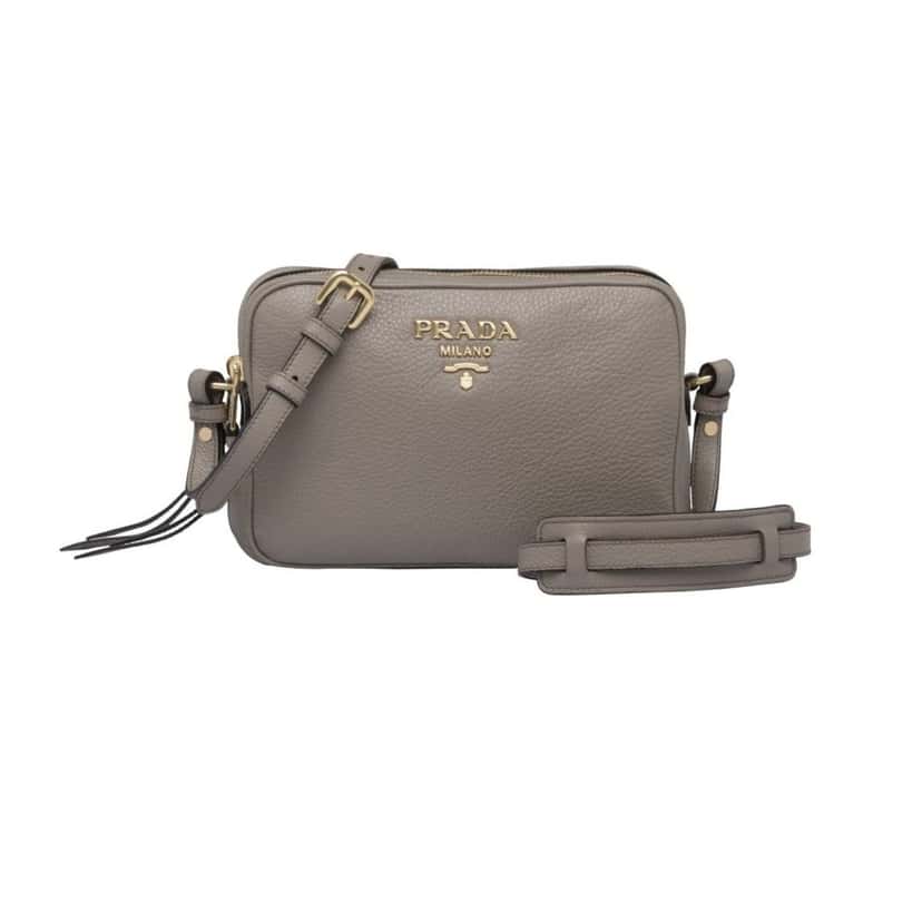 Prada Prada Argilla Grey Vitello Phenix Leather Double Zip Cross Body Bag Grey Leather Good condition - Inside View