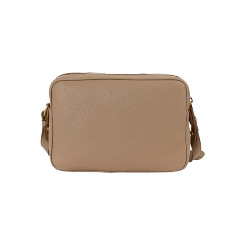 Prada Prada Beige Vitello Phenix Leather Double Zip Crossbody Bag Beige Leather Good condition - Back View