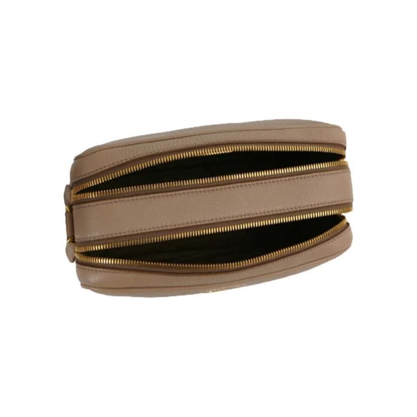 Prada Prada Beige Vitello Phenix Leather Double Zip Crossbody Bag Beige Leather Good condition - Model View