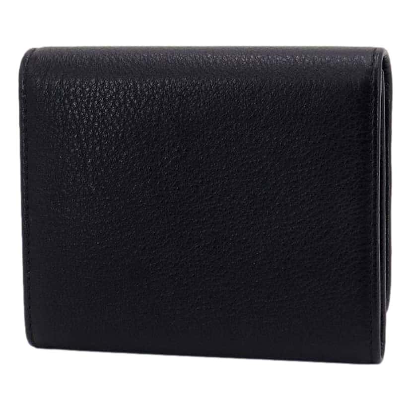 Prada Prada Vitello Grain Black Trifold Compact Wallet Leather Logo Plaque Black Leather Never worn - Model View