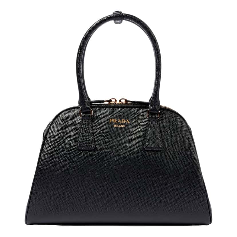 Prada Prada Saffiano Soft Calfskin Top Handle Handbag Medium Nero Black Black Leather Never worn - Front View