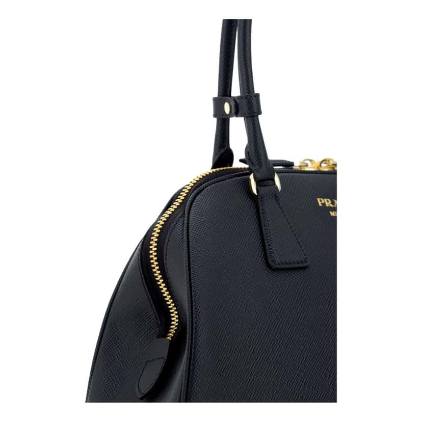 Prada Prada Saffiano Soft Calfskin Top Handle Handbag Medium Nero Black Black Leather Never worn - Model View