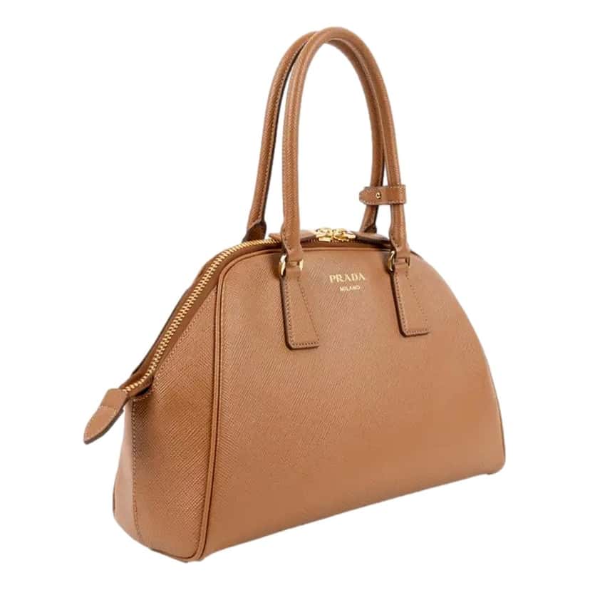 Prada Prada Saffiano Soft Calfskin Top Handle Handbag Medium Caramel Brown Brown Leather Never worn - Back View