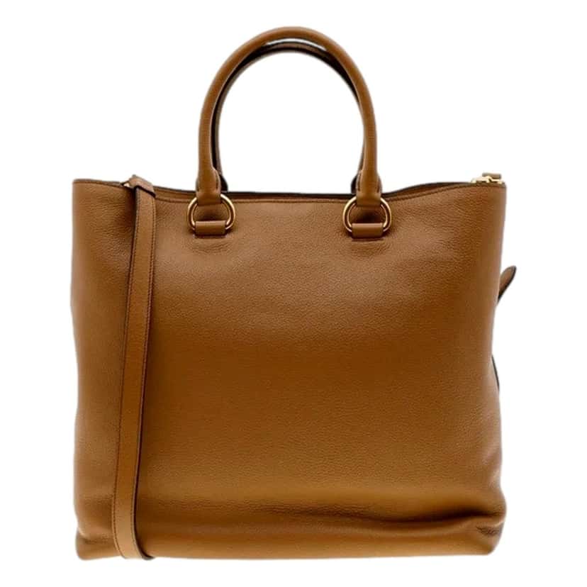Prada Prada Vitello Phenix Caramel Brown Shopping Tote Bag Brown Leather Never worn - Inside View