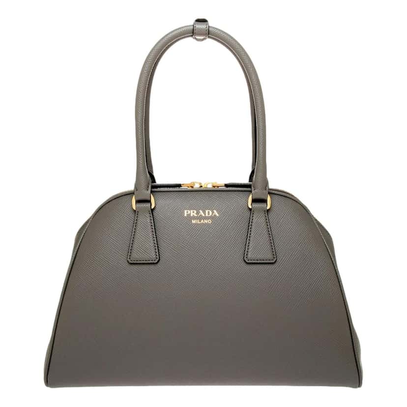 Prada Prada Saffiano Soft Calfskin Top Handle Handbag Medium Marmo Gray Grey Leather Never worn - Front View