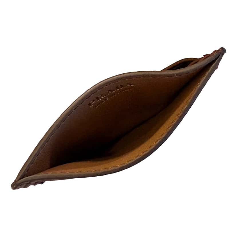 Prada Prada Caramel Soft Grain Leather Gold Embossed Logo Card Holder Wallet Brown Leather Never worn - Box View