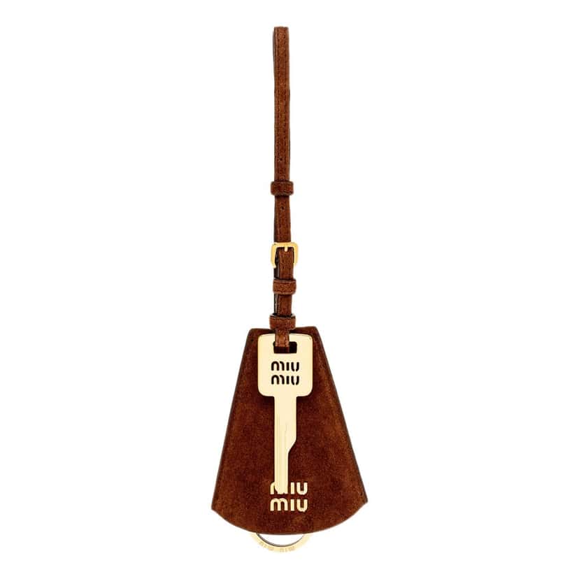 Miu Miu Miu Miu Suede Leather Trick in Cognac Bag Charm Brown Suede Never worn - Front View