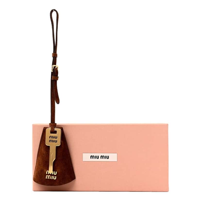Miu Miu Miu Miu Suede Leather Trick in Cognac Bag Charm Brown Suede Never worn - Inside View