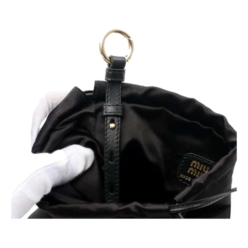 Miu Miu Miu Miu Duchesse Satin Mini Pouch Bag in Black Black Satin Never worn - Inside View