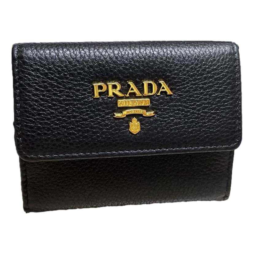 Prada Prada Vitello Grain Nero Black Bifold ID Holder Snap Wallet Black Leather Never worn - Front View