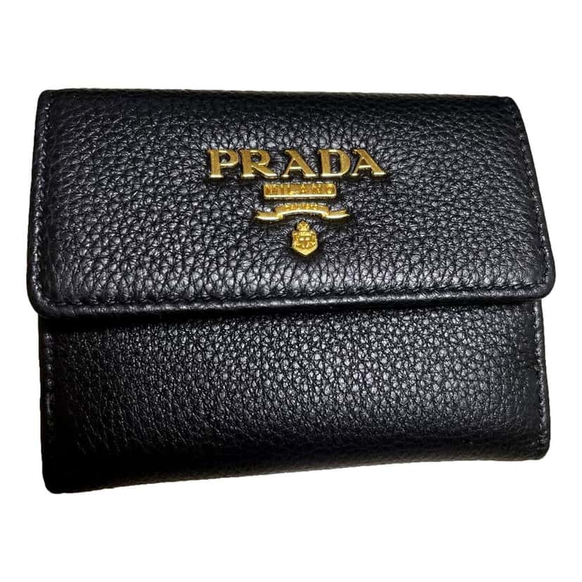 Prada Prada Vitello Grain Nero Black Bifold ID Holder Snap Wallet Black Leather Never worn - Back View