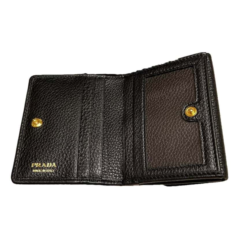 Prada Prada Vitello Grain Nero Black Bifold ID Holder Snap Wallet Black Leather Never worn - Box View