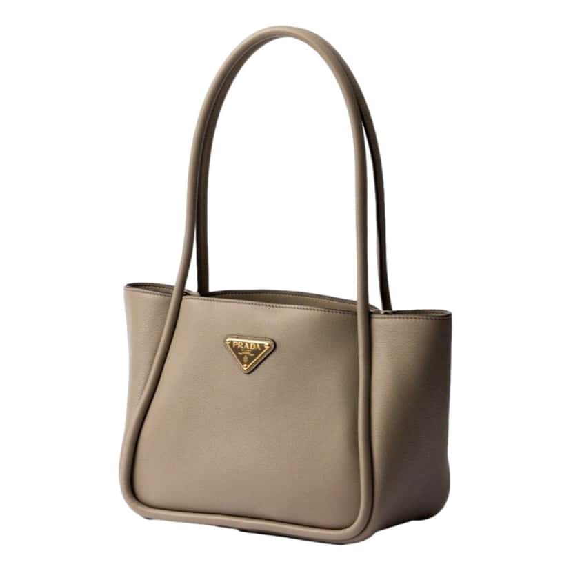 Prada Prada Soft Grain Leather Argilla Grey Small Shopping Shoulder Tote Other Leather Never worn - Front View