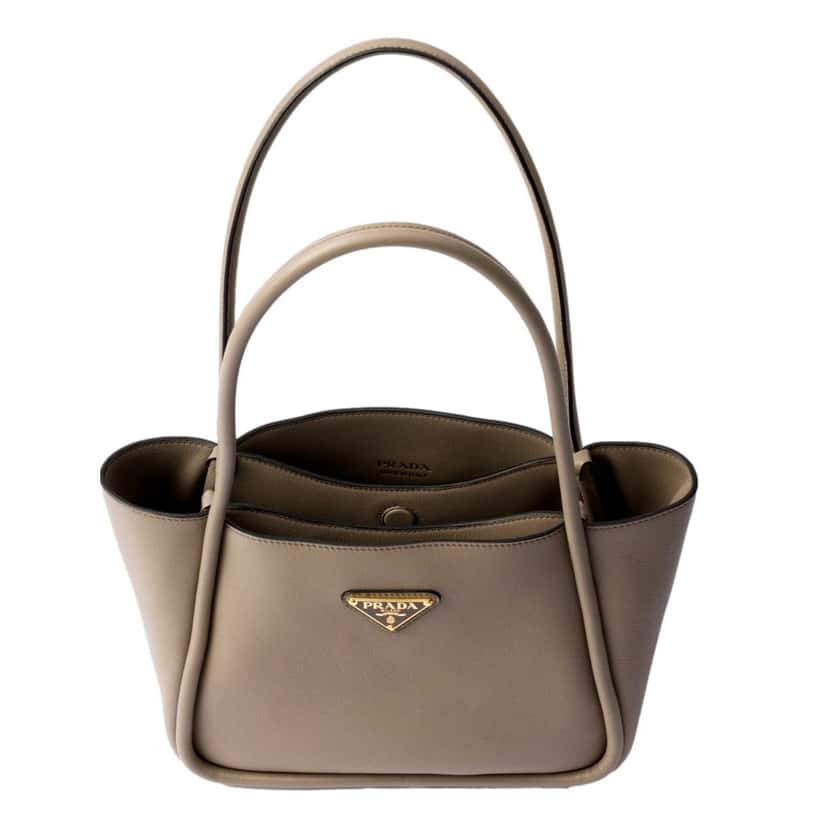 Prada Prada Soft Grain Leather Argilla Grey Small Shopping Shoulder Tote Other Leather Never worn - Back View