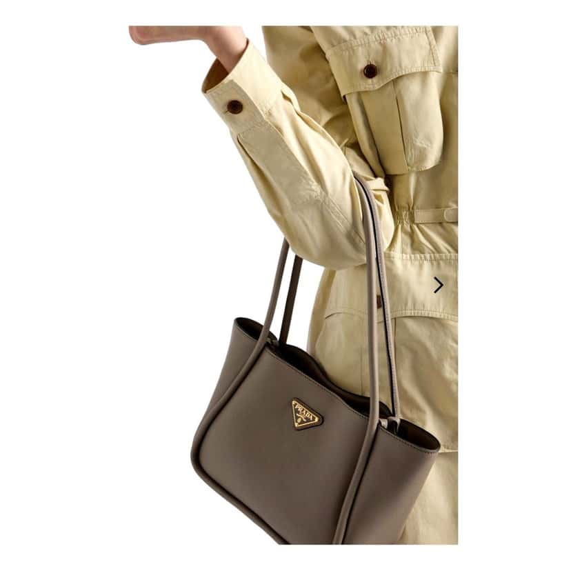 Prada Prada Soft Grain Leather Argilla Grey Small Shopping Shoulder Tote Other Leather Never worn - Inside View