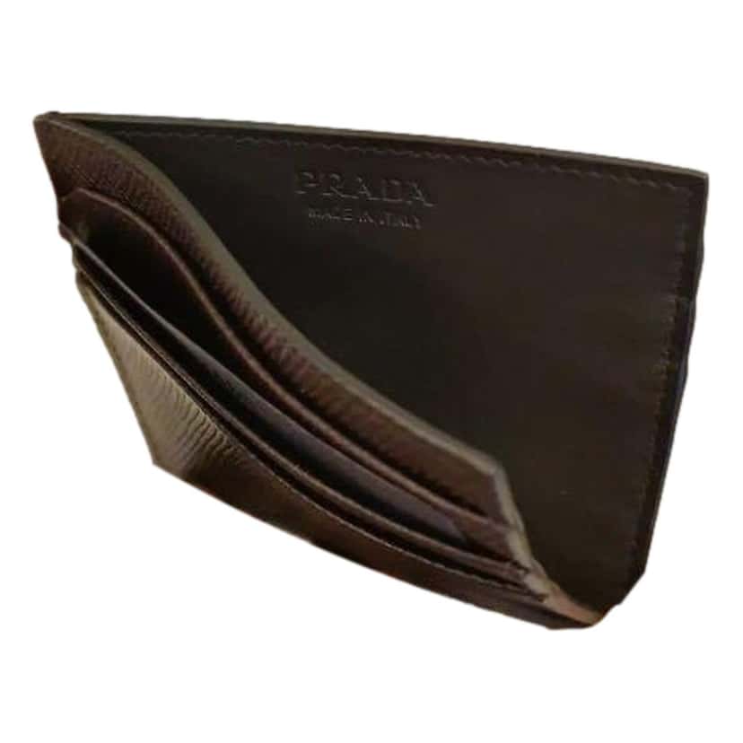 Prada Prada Saffiano Mens Bruciato Brown Credit Card Wallet Other Leather Never worn - Model View