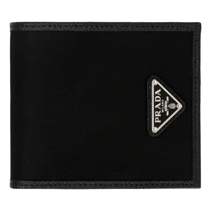 Prada Prada Tessuto Nylon Black Saffiano Trim Bifold Wallet Triangle Logo Black Never worn - Front View