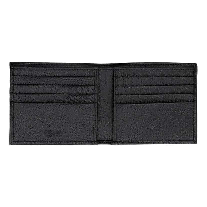 Prada Prada Tessuto Nylon Black Saffiano Trim Bifold Wallet Triangle Logo Black Never worn - Back View