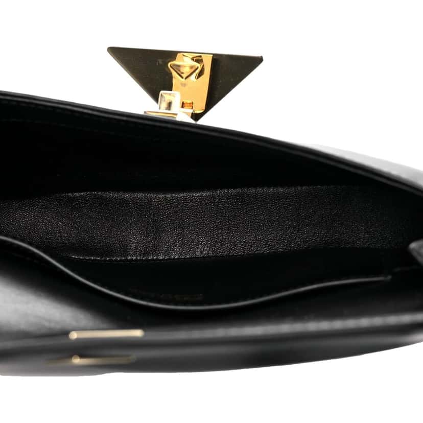 Prada Prada Embleme Triangle Logo Soft Calfskin Crossbody Bag Black Black Leather Never worn - Model View