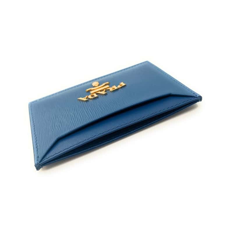 Prada Prada Vitello Move Cobalt Blue Leather Small Card Case Wallet Blue Leather Never worn - Model View