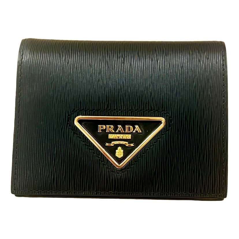 Prada Prada Vitello Move Nero Black Triangle Logo Leather Bifold Snap Wallet Black Leather Never worn - Front View
