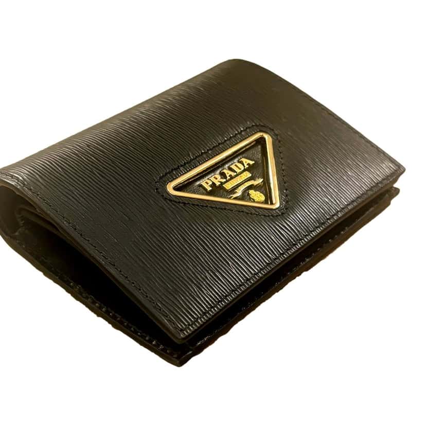 Prada Prada Vitello Move Nero Black Triangle Logo Leather Bifold Snap Wallet Black Leather Never worn - Inside View