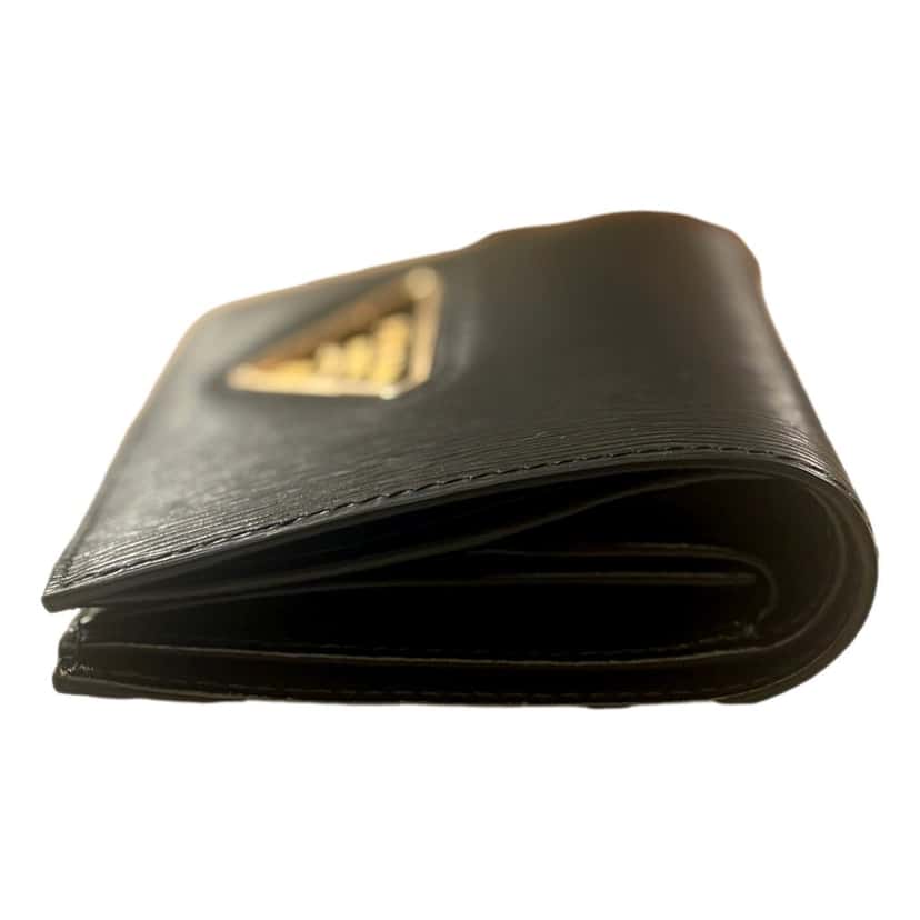 Prada Prada Vitello Move Nero Black Triangle Logo Leather Bifold Snap Wallet Black Leather Never worn - Box View