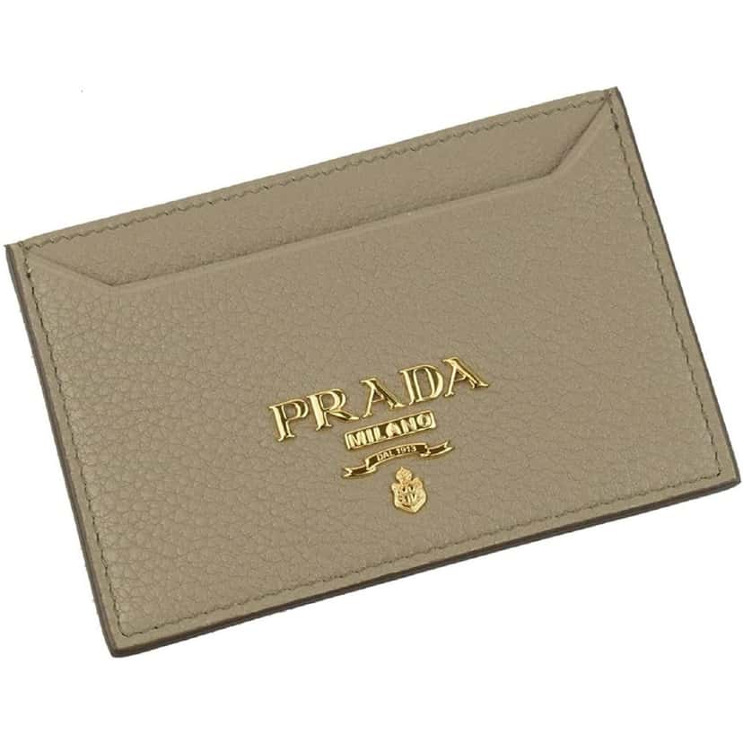 Prada Prada Vitello Grain Argilla Grey Leather Small Card Holder Wallet Other Leather Never worn - Front View