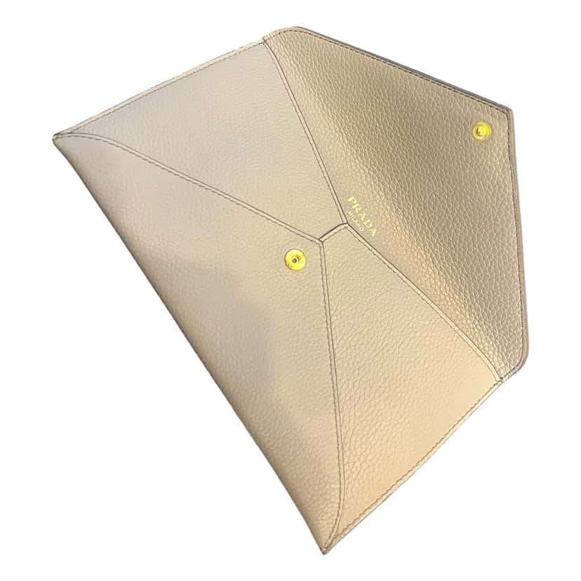 Prada Prada Grey Vitello Grain Leather Long Envelope Wallet Grey Leather Never worn - Back View