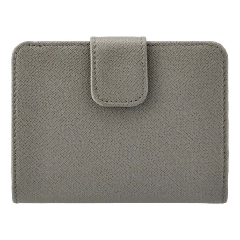 Prada Prada Vitello Grain Argilla Grey Leather Small Wallet with Zipper Gold Plaque Logo Grey Leather Never worn - Inside View
