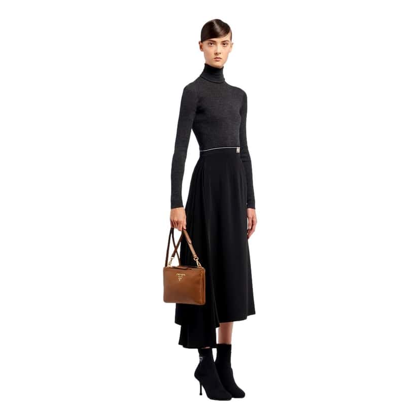 Prada Prada Vitello Phenix Leather Crossbody Bag in Caramel Brown with Gold Hardware Brown Leather Never worn - Back View