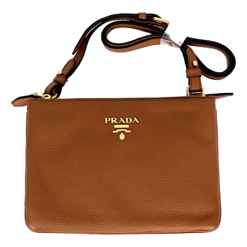 Prada Prada Vitello Phenix Leather Crossbody Bag in Caramel Brown with Gold Hardware Brown Leather Never worn - Inside View