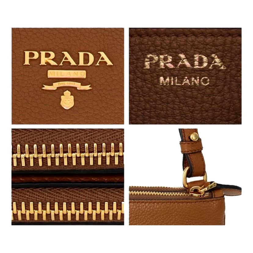 Prada Prada Vitello Phenix Leather Crossbody Bag in Caramel Brown with Gold Hardware Brown Leather Never worn - Box View