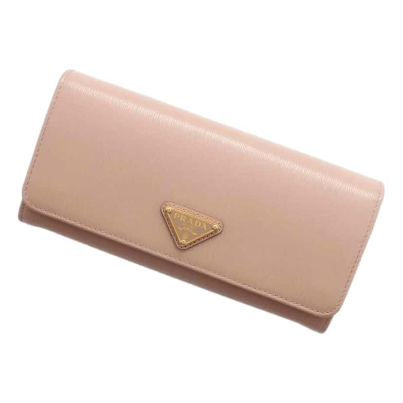 Prada Prada Vitello Move Cipria Beige Leather Continental Long Wallet Gold Triangle Logo Brown Leather Never worn - Front View