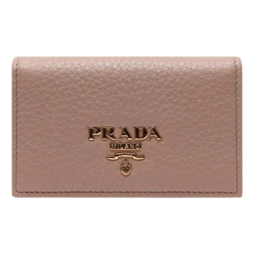 Prada Prada Women's Vitello Grain Cammeo Beige Leather Card Case Wallet Beige Leather Never worn - Front View