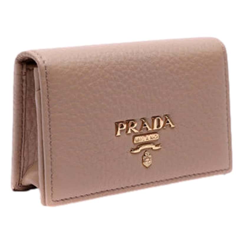 Prada Prada Women's Vitello Grain Cammeo Beige Leather Card Case Wallet Beige Leather Never worn - Back View