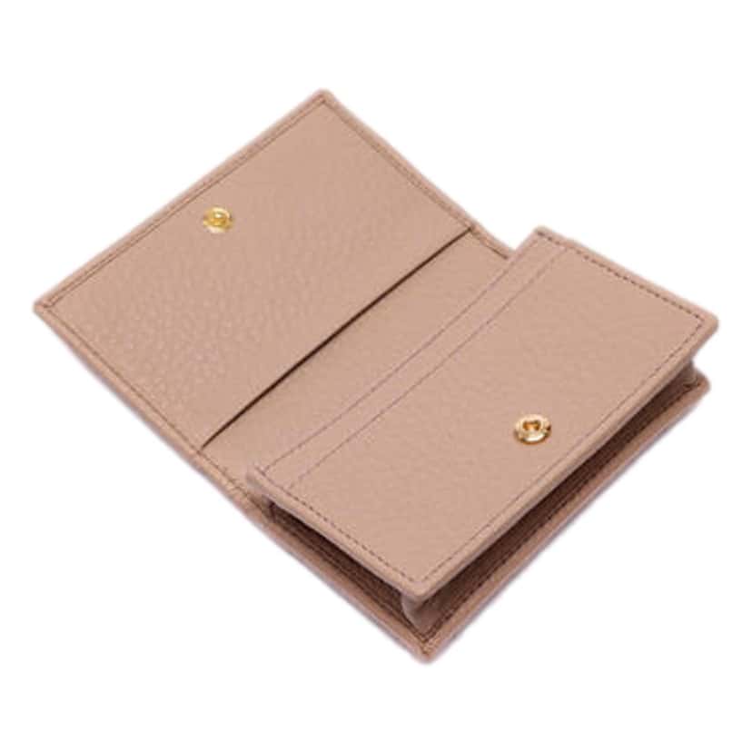 Prada Prada Women's Vitello Grain Cammeo Beige Leather Card Case Wallet Beige Leather Never worn - Model View