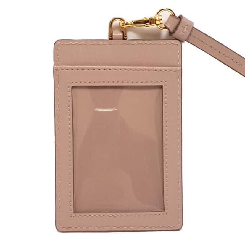 Prada Prada Vitello Move Beige Leather Logo Plaque Lanyard Cardholder Wallet Pink Leather Never worn - Box View