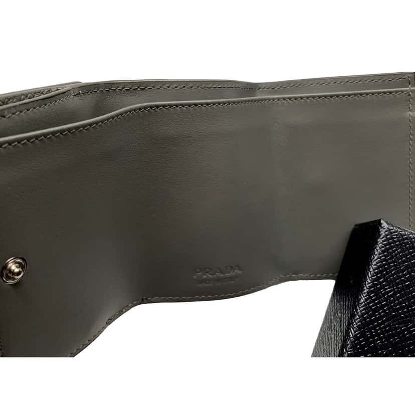 Prada Prada Marmo Marble Grey Vitello Daino Leather Silver Logo Trifold Wallet Other Leather Never worn - Back View