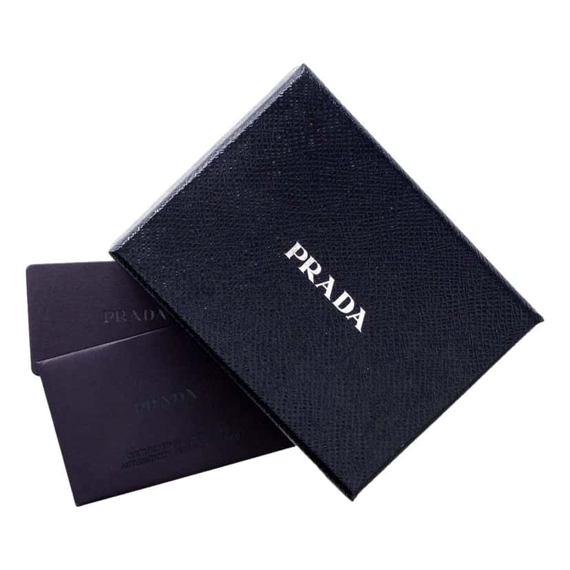 Prada Prada Marmo Marble Grey Vitello Daino Leather Silver Logo Trifold Wallet Other Leather Never worn - Box View