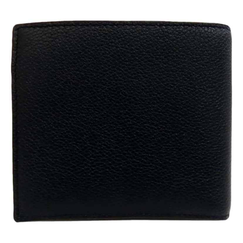 Prada Prada Black Vitello Micro Grain Leather Bifold Wallet Triangle Enamel Logo Black Leather Never worn - Back View