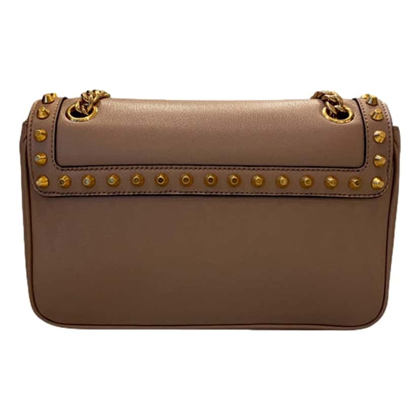 Prada Prada Pattina Glace Calf Leather Cammeo Beige Gold Studded Bag Beige Leather Never worn - Model View
