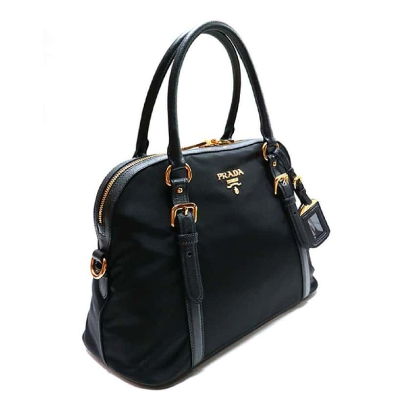 Prada Prada Tessuto Nylon Saffiano Leather Black Satchel Bag Black Canvas Good condition - Inside View