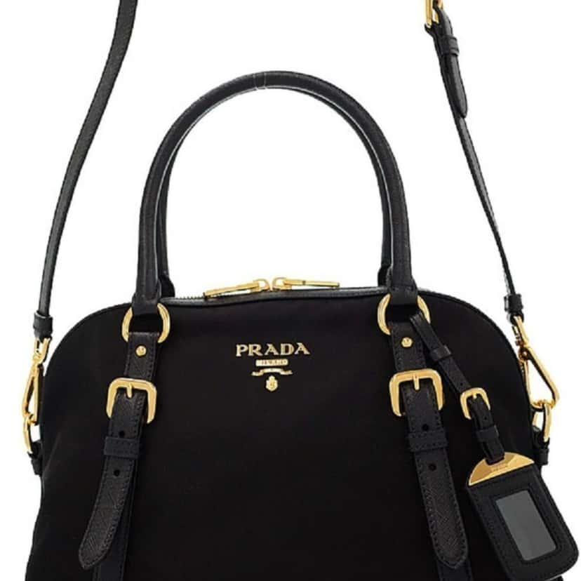 Prada Prada Tessuto Nylon Saffiano Leather Black Satchel Bag Black Canvas Good condition - Model View