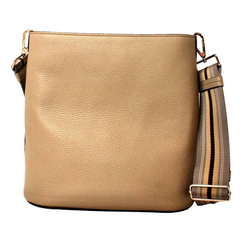 Prada Prada Vitello Phenix Cammeo Leather Stripe Strap Bucket Bag Beige Leather Never worn - Back View