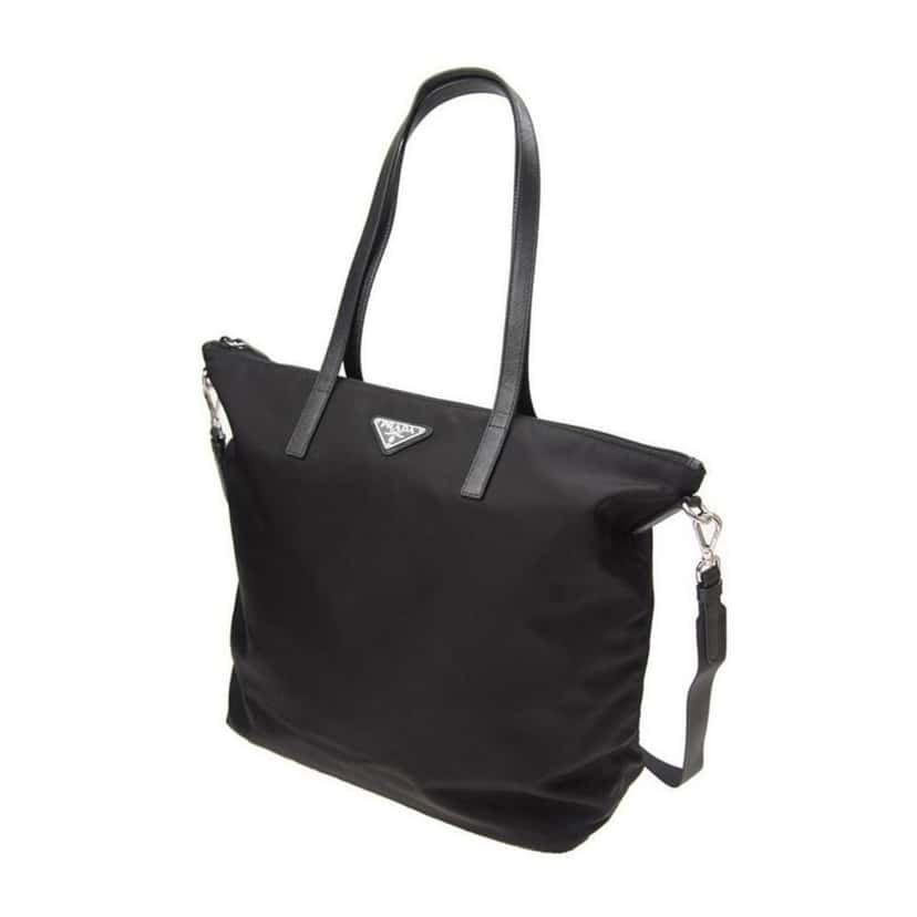 Prada Prada Tessuto Nylon Black Convertible Shopping Tote Black Leather Never worn - Back View