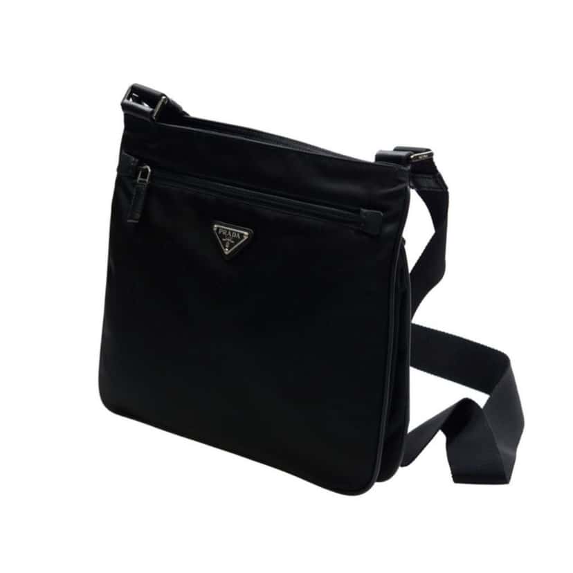 Prada Prada Tessuto Saffiano Black Messenger Bag Cross Body Black Leather Never worn - Box View