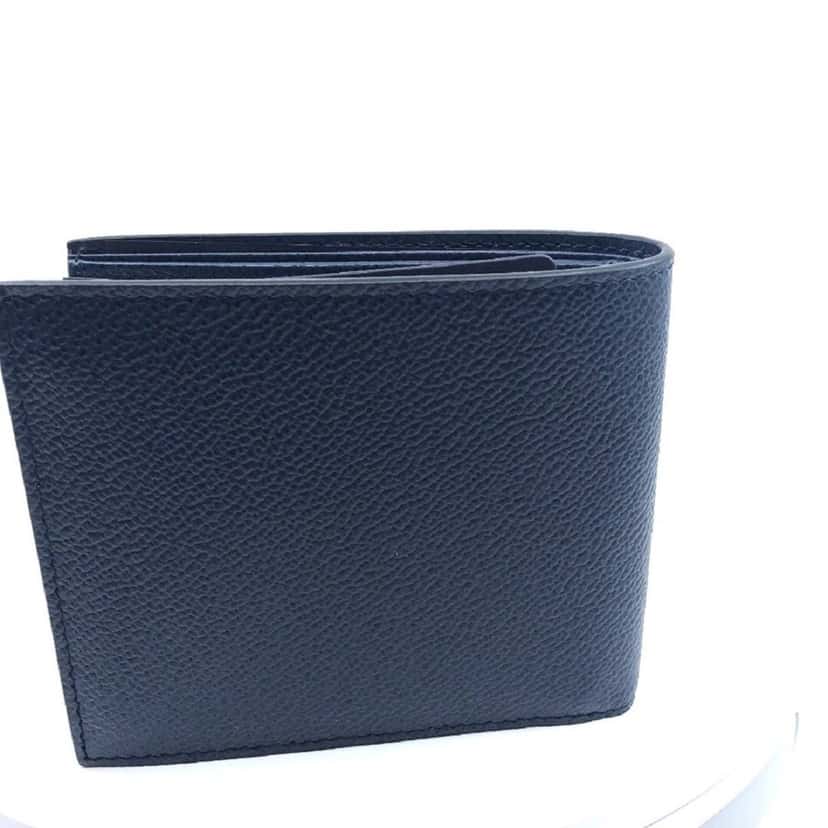 Prada Prada Mens Vitello Micro Grain Navy Blue Leather Triangle Logo Bifold Wallet Blue Leather Never worn - Model View